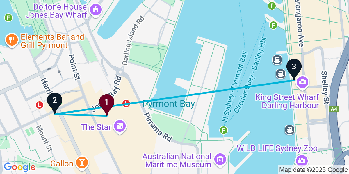 Map for 3-Stop Pyrmont Pub Bar Crawl
