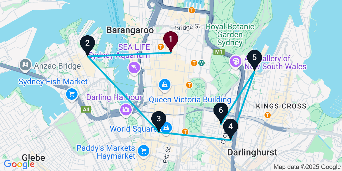 Map for 6-Stop Sydney Sports bar Bar Crawl