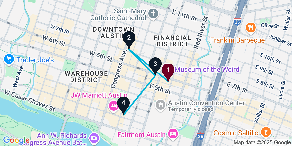 Map for 4-Stop Austin Pub Bar Crawl