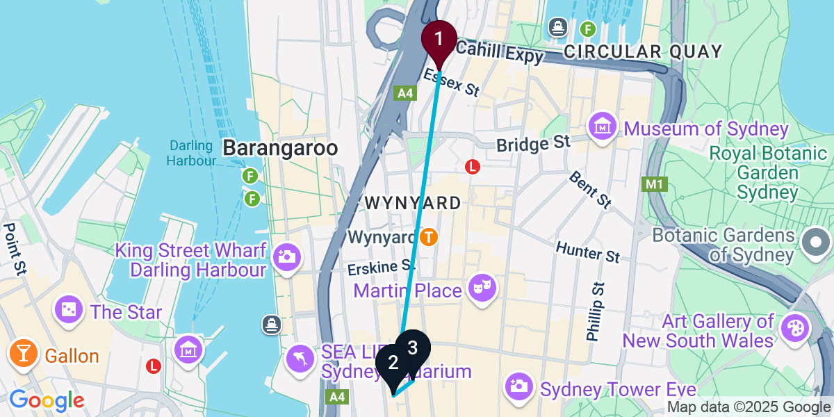 Map for Short Sydney Bar Crawl