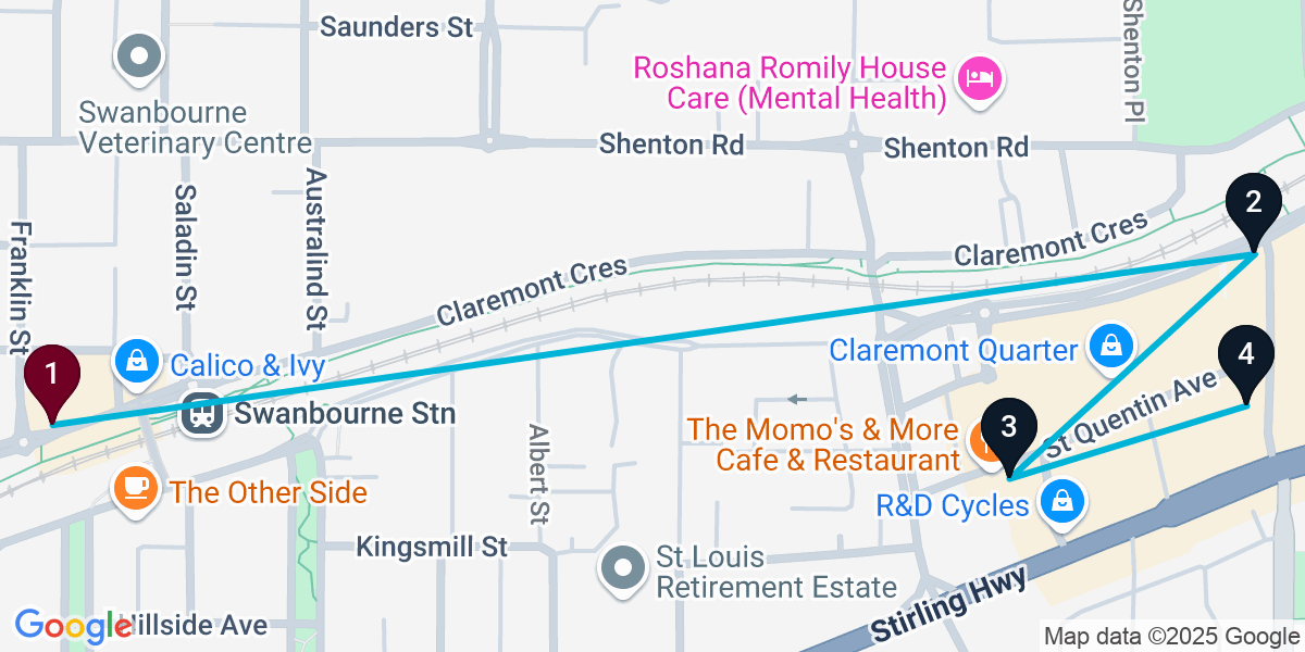 Map for Claremont Bar Crawl