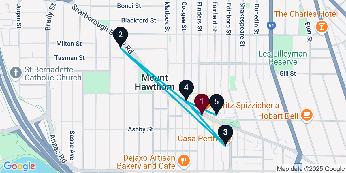 Map for 5-Stop Mount Hawthorn Wine bar Bar Crawl