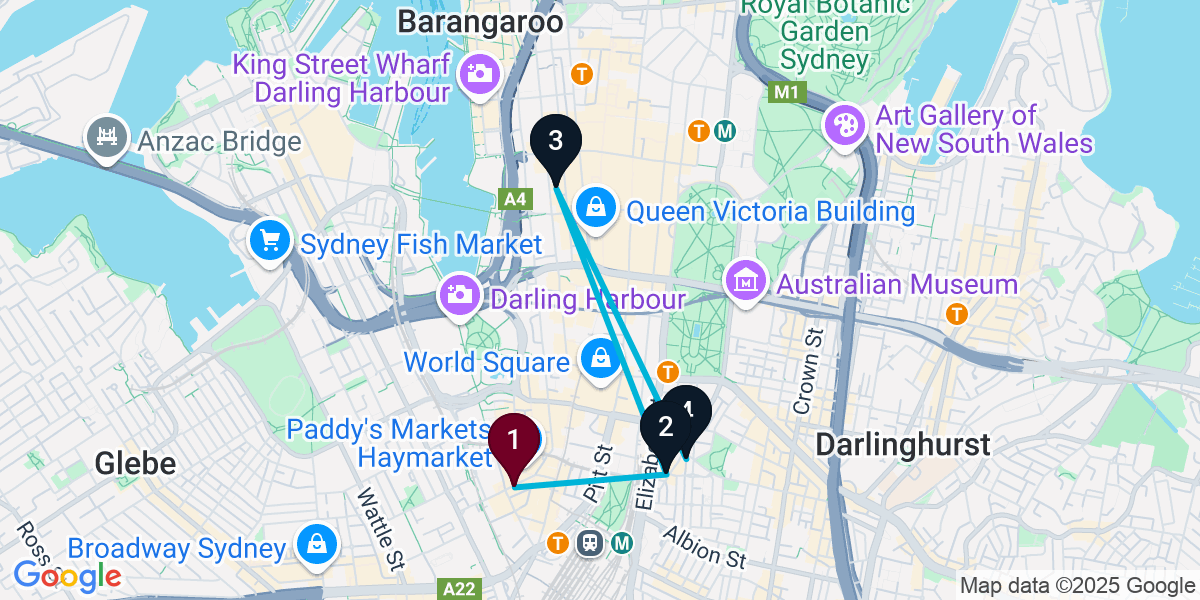 Map for Surry Hills Cocktail Bar Crawl