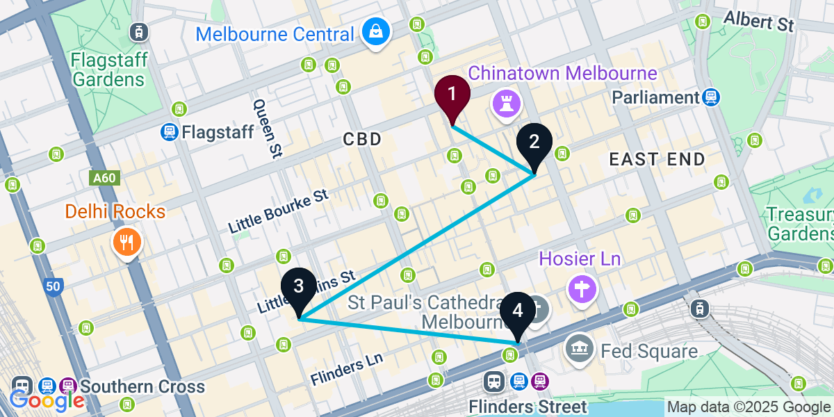 Map for Melbourne Pub Crawl