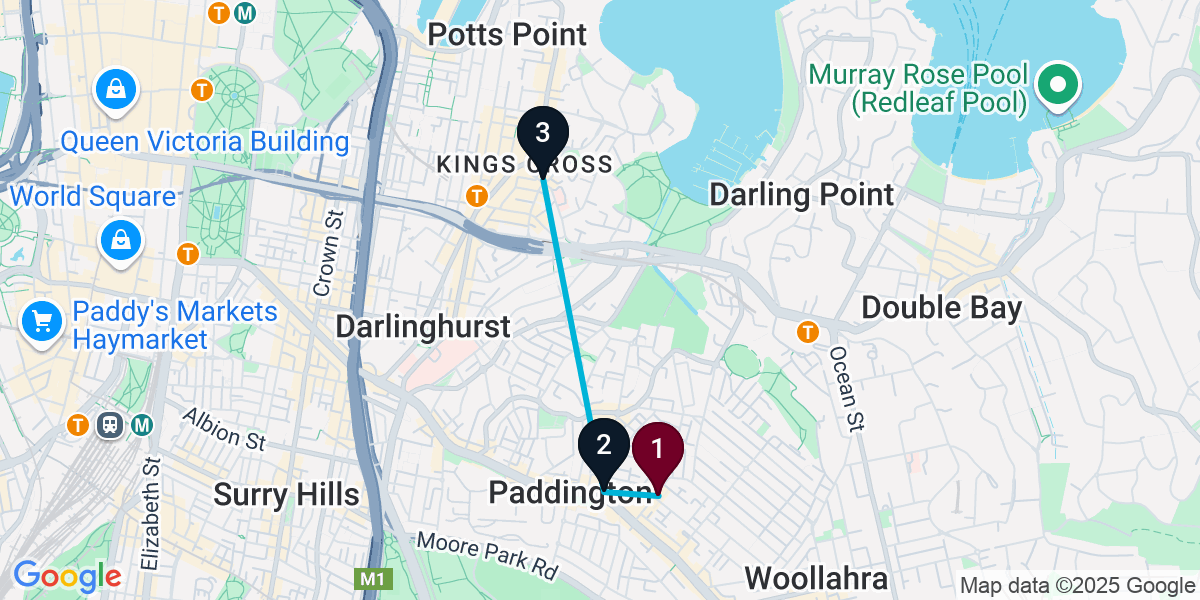 Map for 3-Stop Paddington Cocktail Bar Crawl