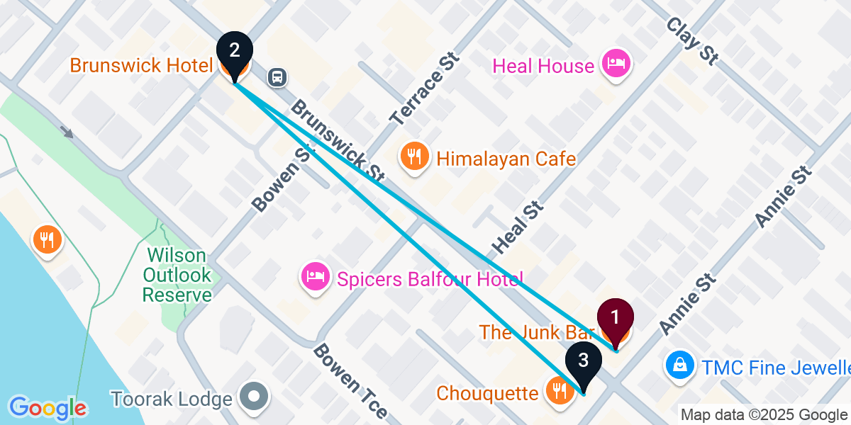 Map for New Farm Bar Crawl