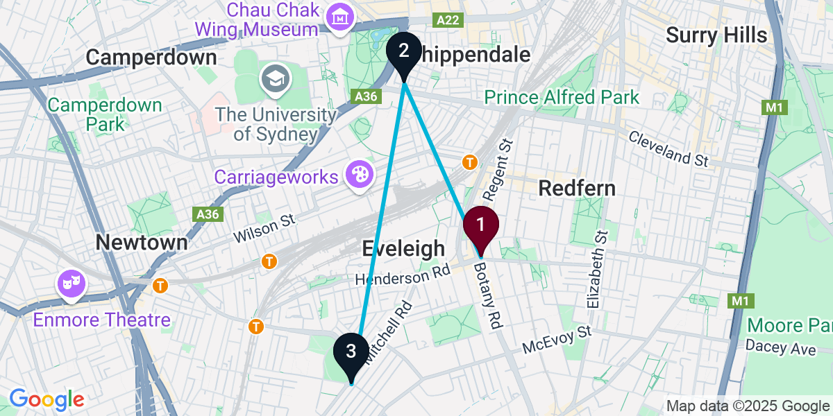 Map for 3-Stop Waterloo Pub Bar Crawl