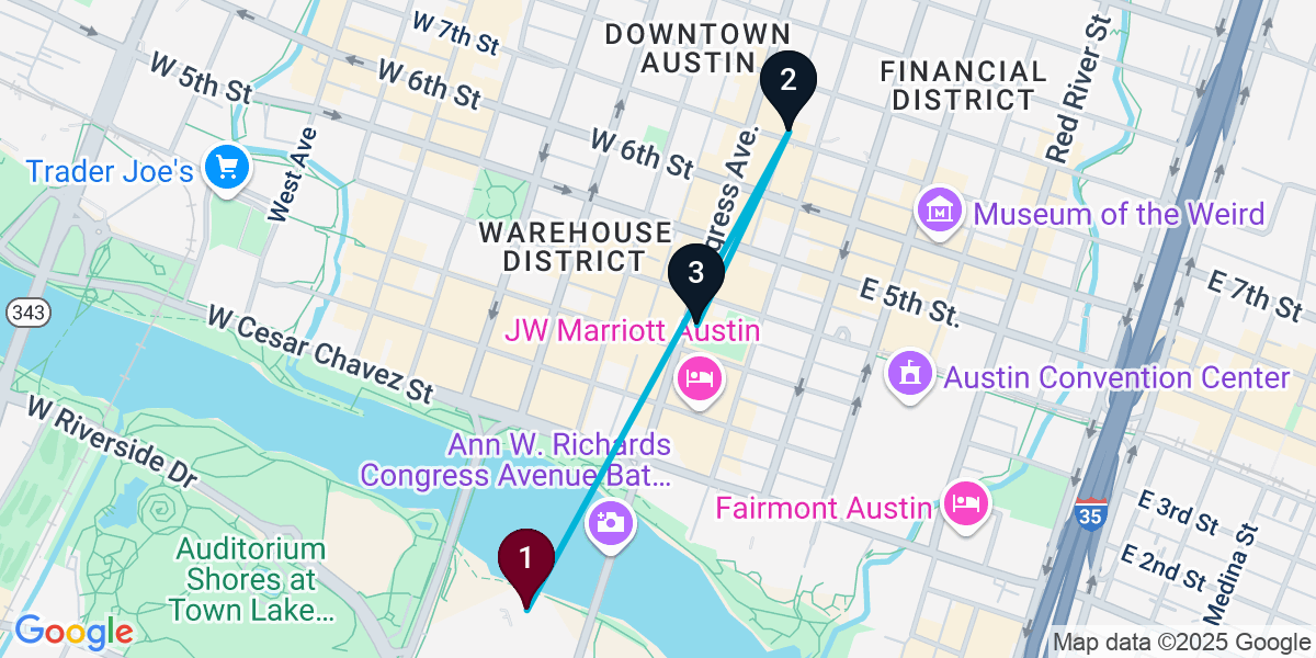 Map for 3-Stop Austin Wine bar Bar Crawl