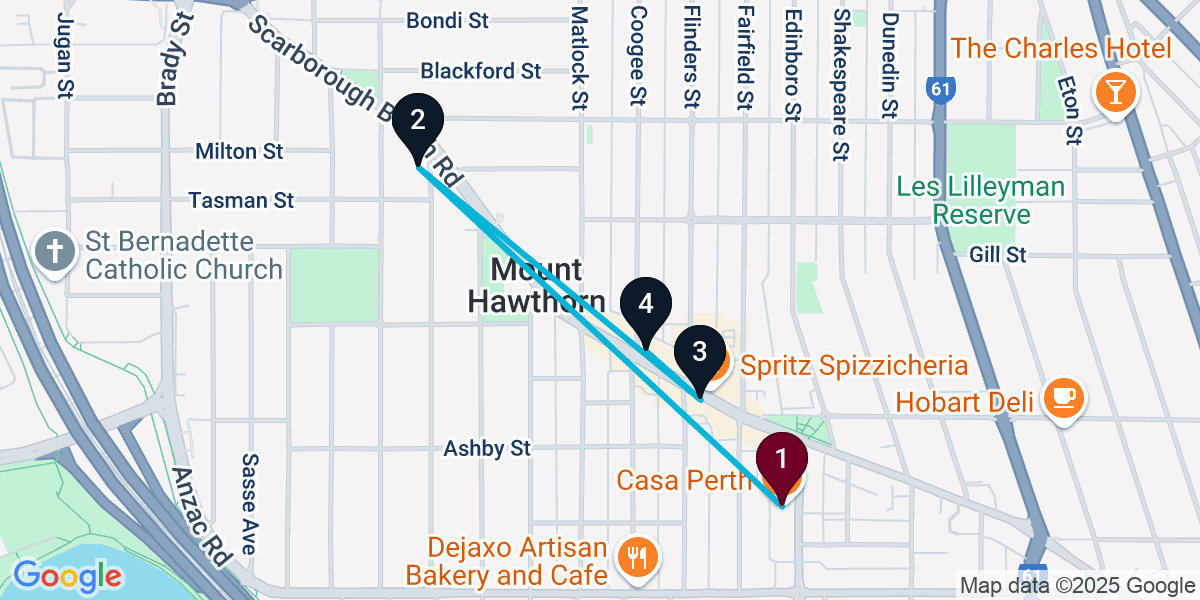 Map for 4-Stop Mount Hawthorn Wine bar Bar Crawl