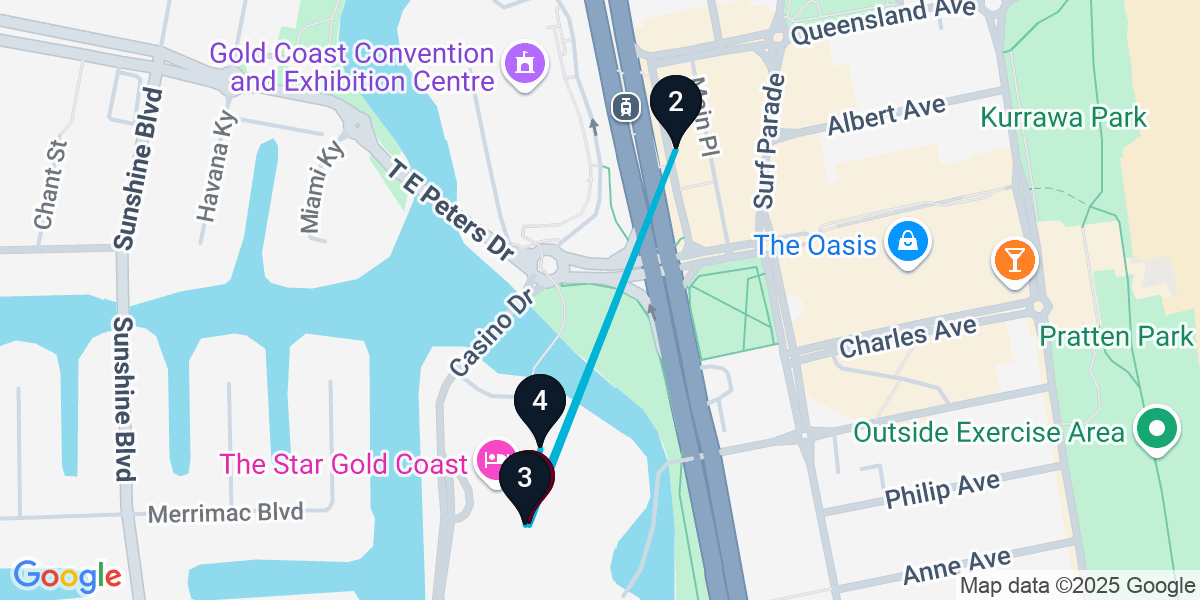 Map for Broadbeach Cocktail Bar Crawl
