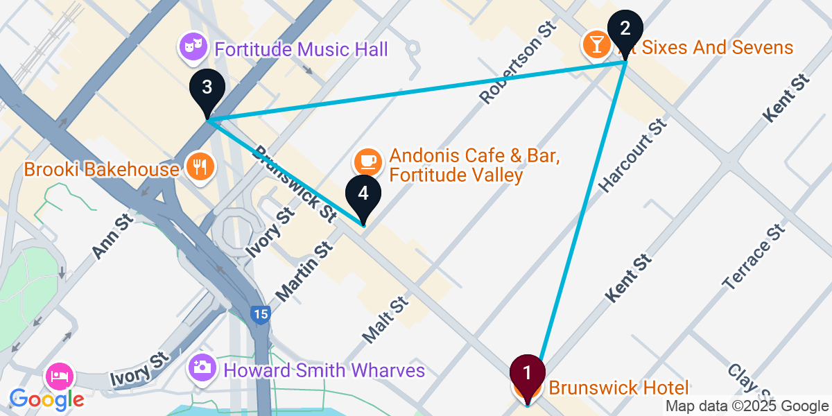 Map for New Farm Pub Crawl