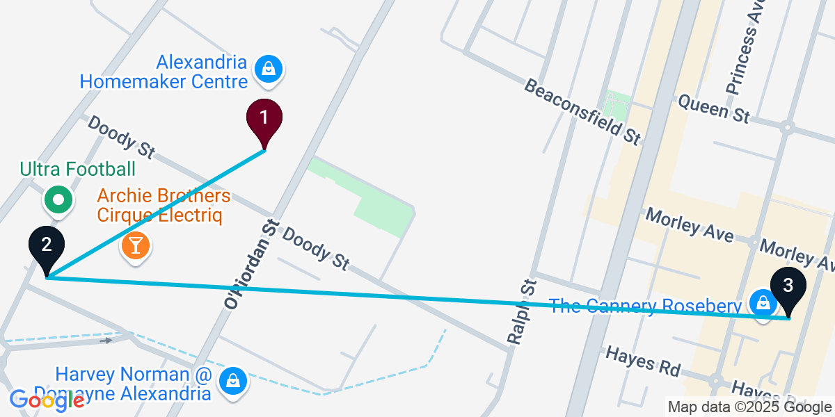 Map for 3-Stop Alexandria Brewery Bar Crawl