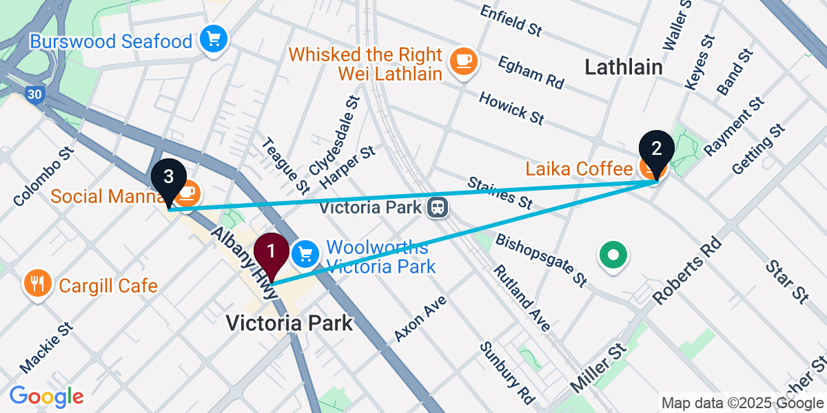 Map for 3-Stop Victoria Park Wine bar Bar Crawl