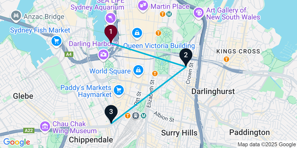 Map for 3-Stop Sydney Dive bar Bar Crawl