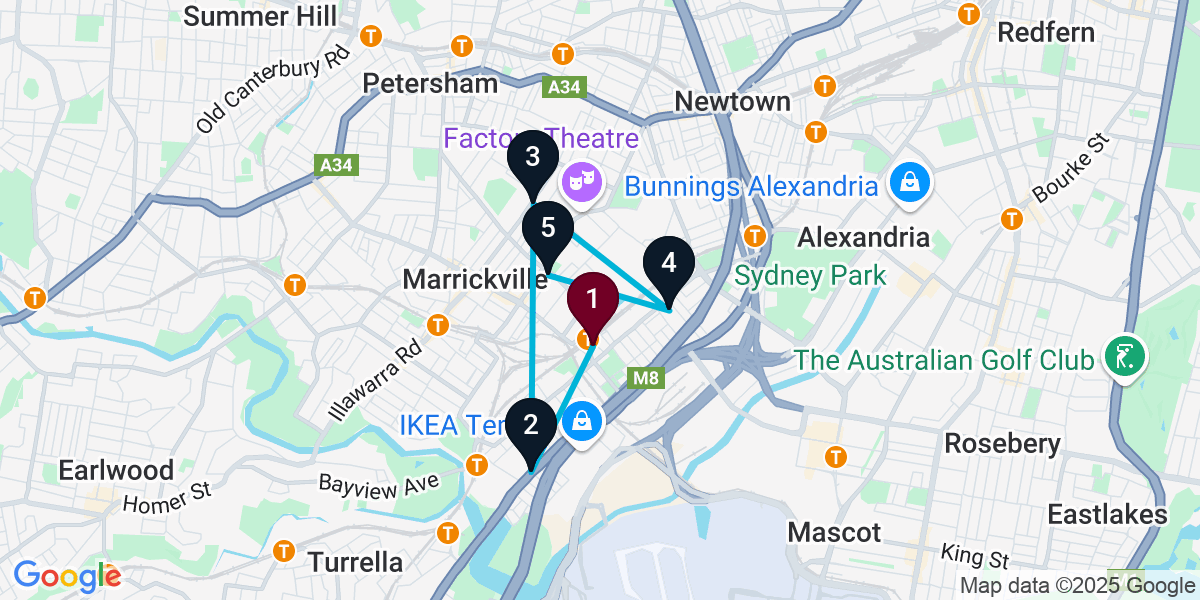 Map for 5-Stop Sydenham Pub Bar Crawl