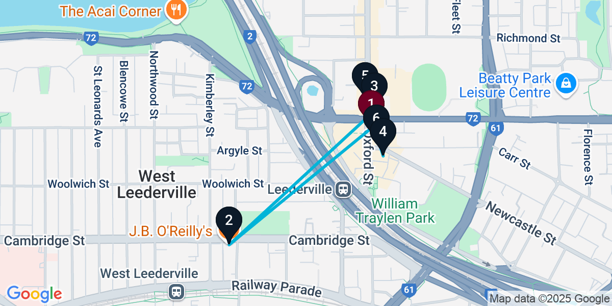 Map for 6-Stop Leederville Live music Bar Crawl
