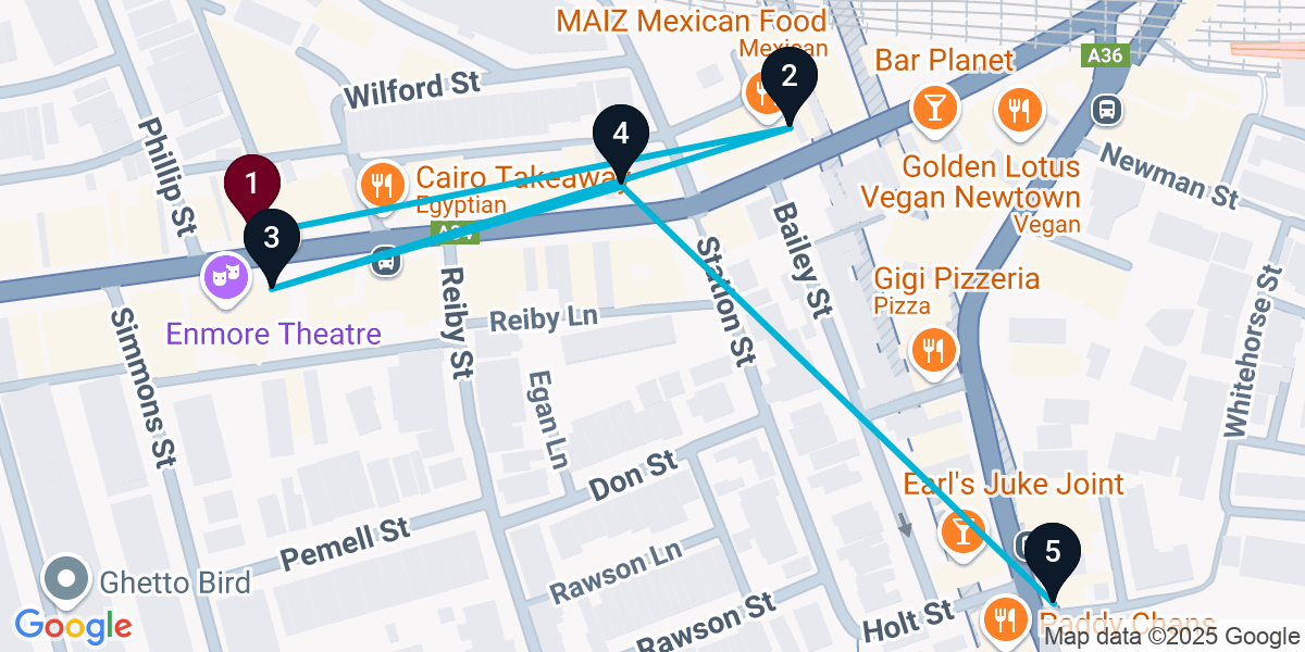 Map for 5-Stop Newtown Wine bar Bar Crawl
