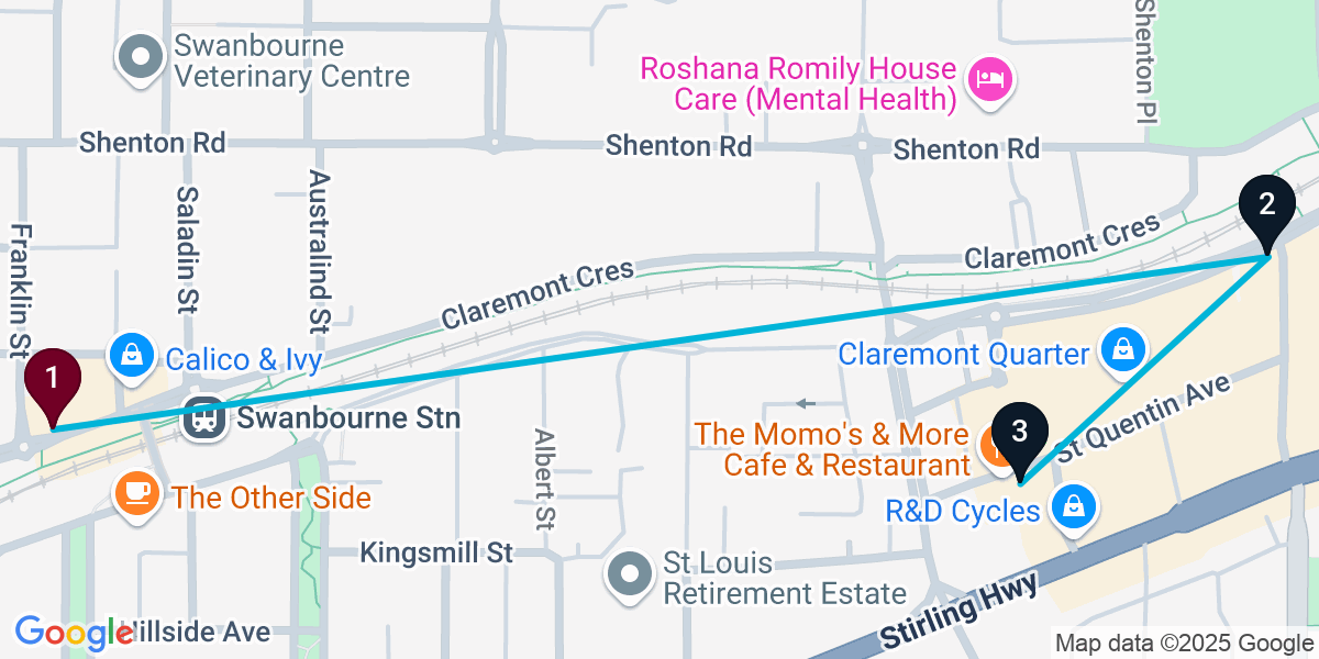 Map for Claremont Bar Crawl