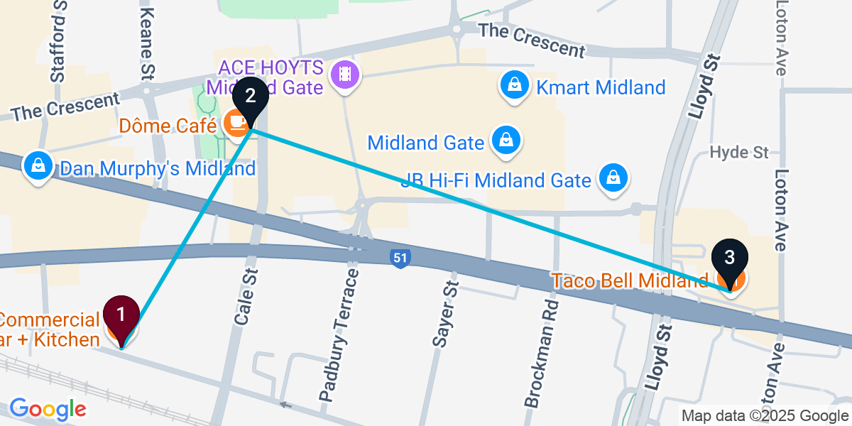 Map for Compact Midland Bar Crawl