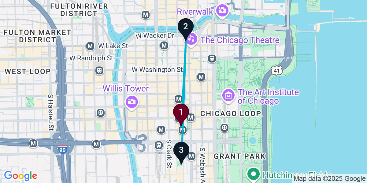 Map for Quick Chicago Loop Cocktail Bar Crawl