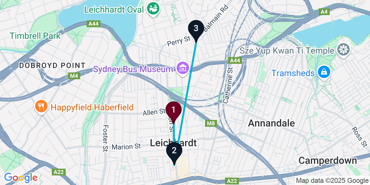 Map for 3-Stop Leichhardt Bar Crawl