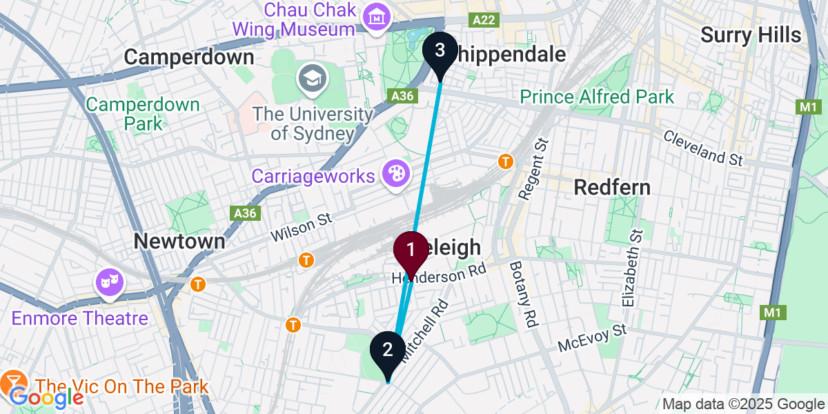 Map for 3-Stop Alexandria Pub Bar Crawl