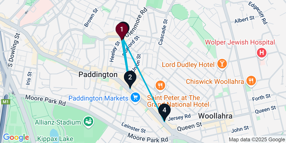 Map for 4-Stop Paddington Pub Bar Crawl