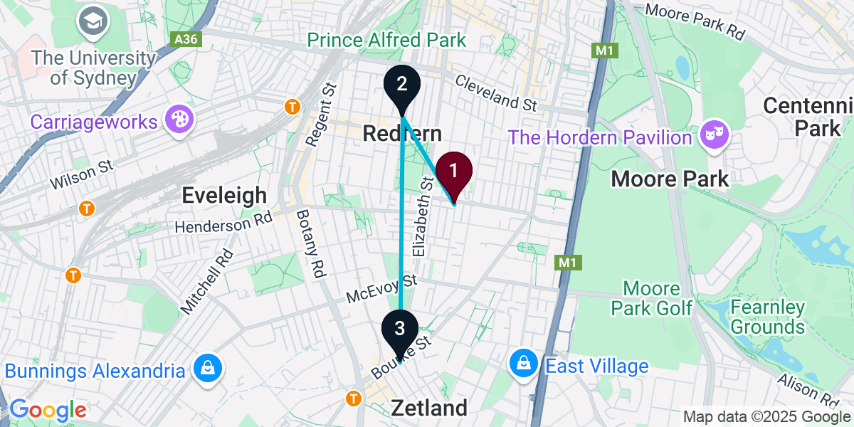 Map for 3-Stop Waterloo Pub Bar Crawl