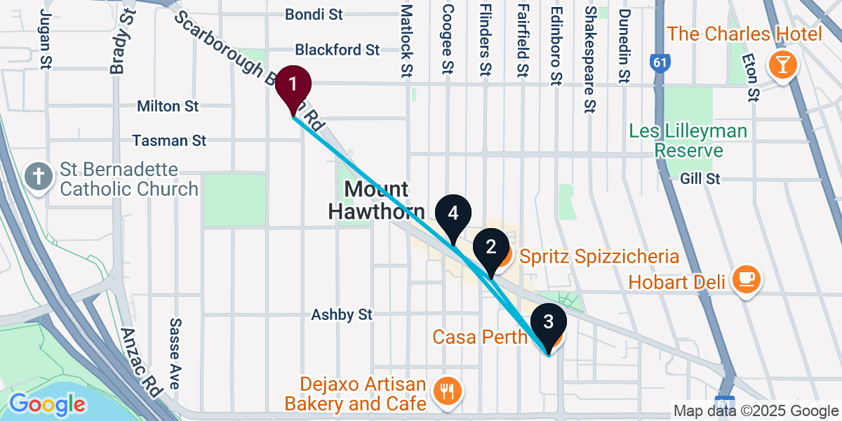 Map for 4-Stop Mount Hawthorn Wine bar Bar Crawl