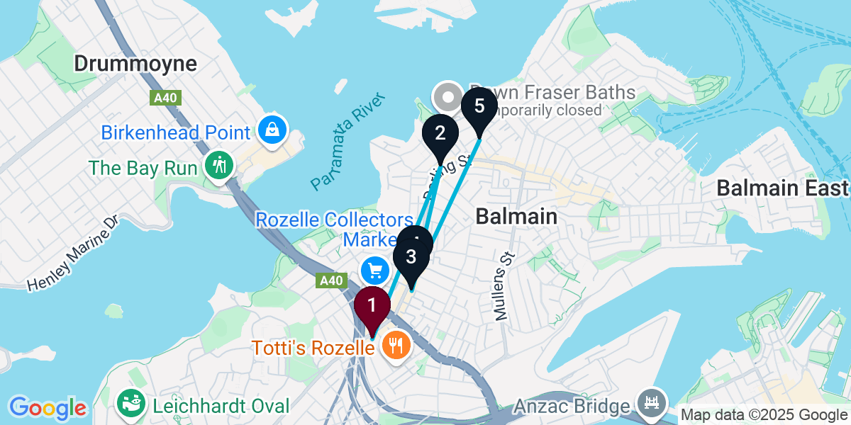Map for 5-Stop Rozelle Wine bar Bar Crawl