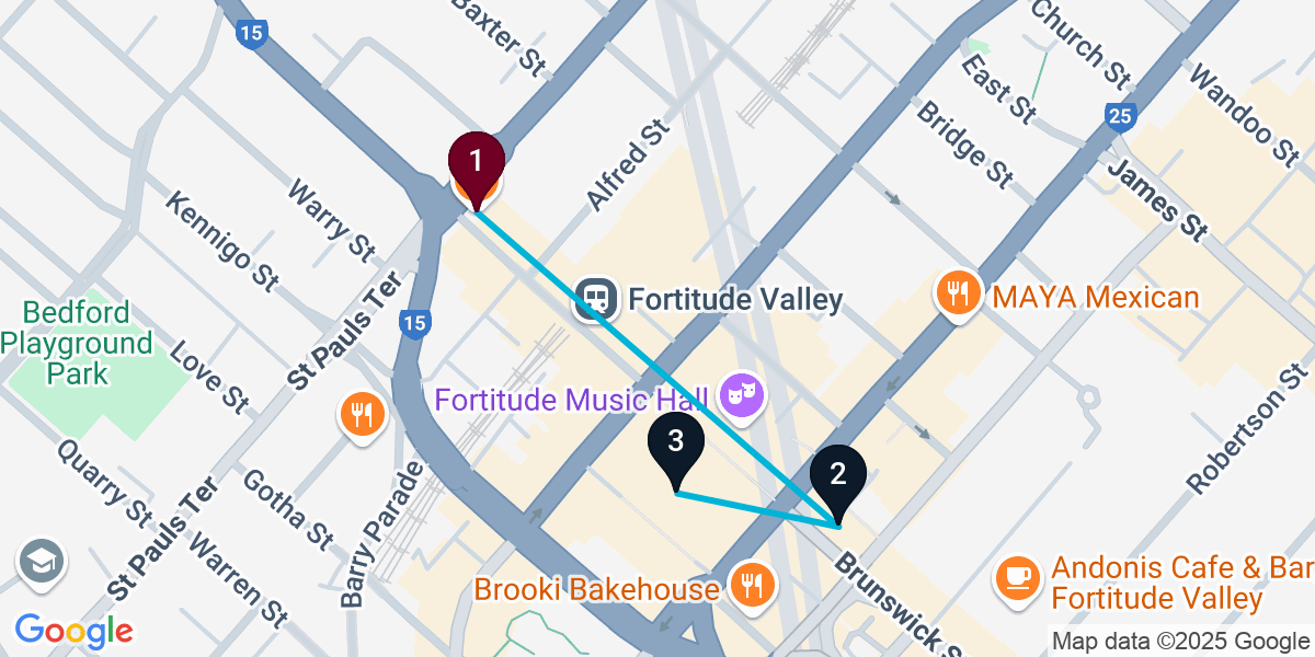 Map for Short Fortitude Valley Bar Crawl