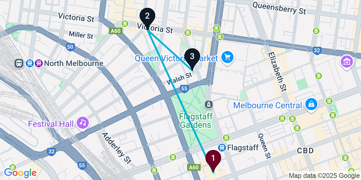 Map for Short West Melbourne Bar Crawl