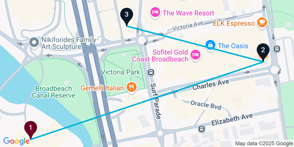Map for Broadbeach Bar Crawl