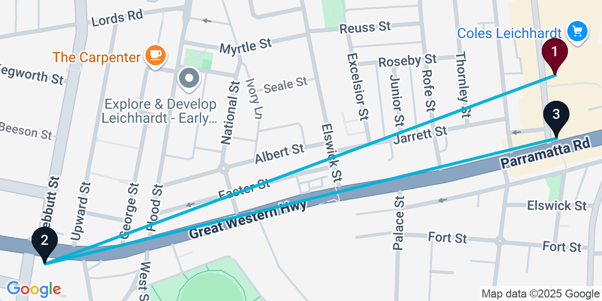 Map for 3-Stop Leichhardt Pub Bar Crawl