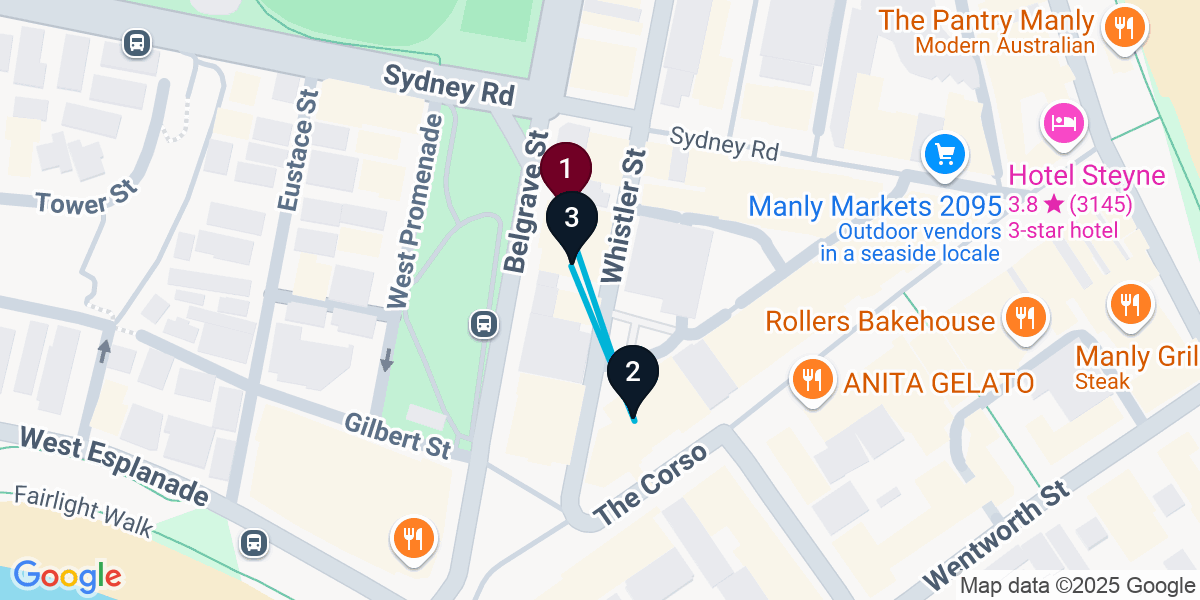 Map for 3-Stop Manly Wine bar Bar Crawl