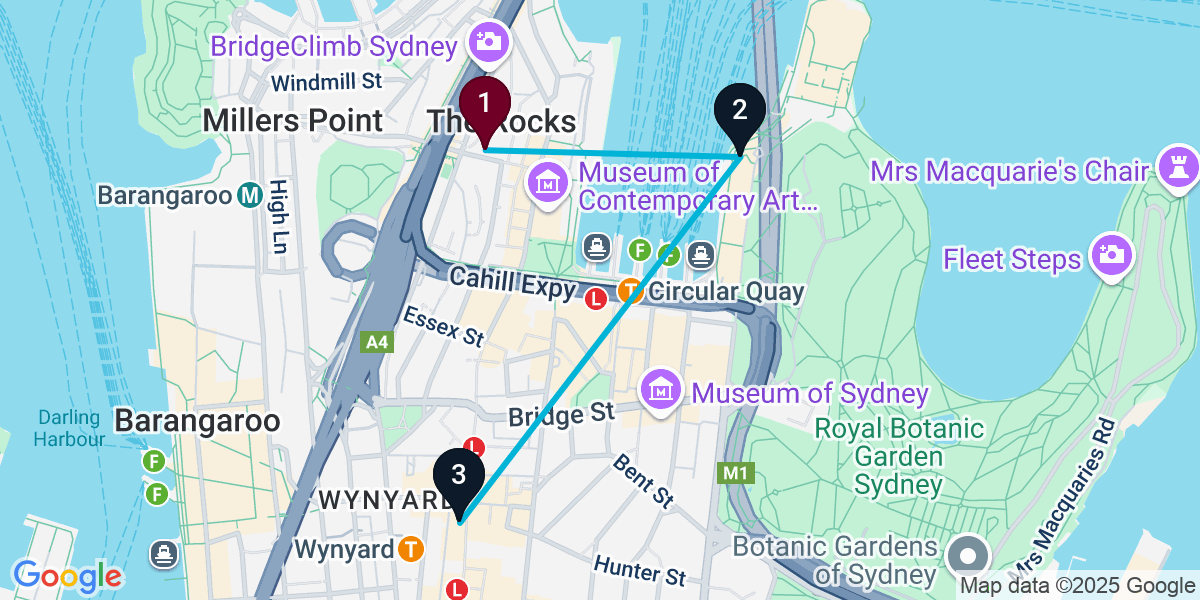 Map for Quick Sydney Bar Crawl