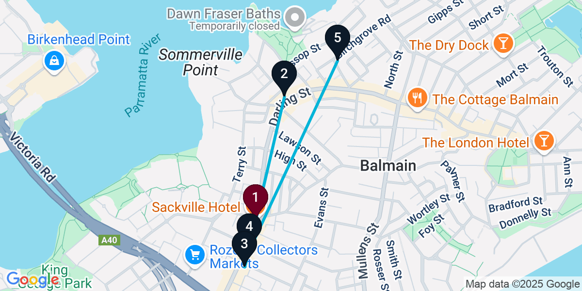 Map for 5-Stop Rozelle Wine bar Bar Crawl