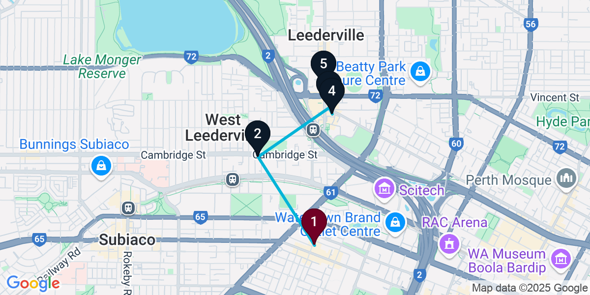 Map for 5-Stop West Perth Live music Bar Crawl