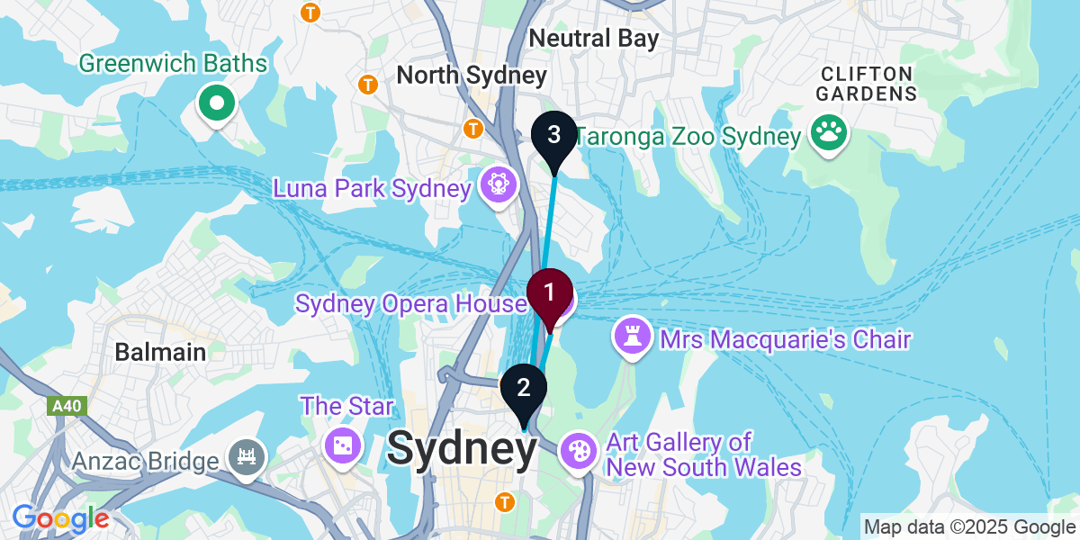 Map for 3-Stop Sydney Wine bar Bar Crawl