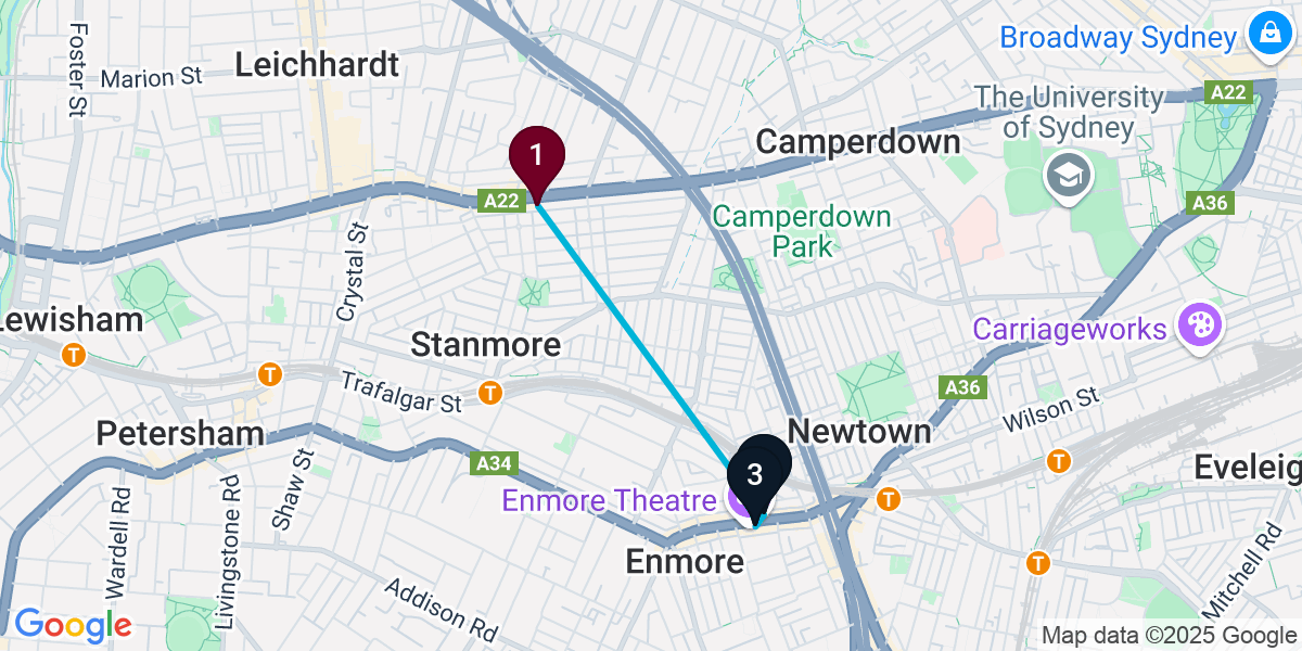 Map for 3-Stop Stanmore Bar Crawl