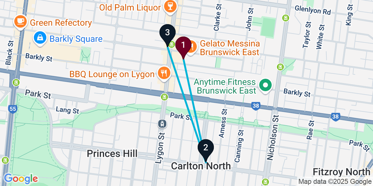 Map for Short Brunswick East Pub Crawl