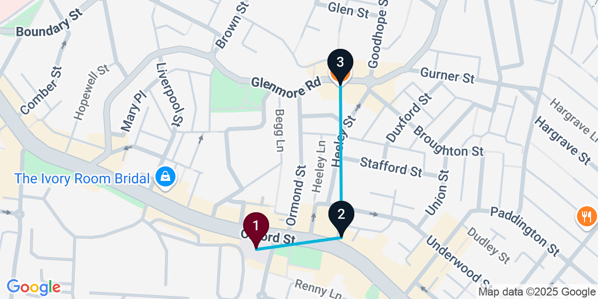 Map for 3-Stop Paddington Bar Crawl