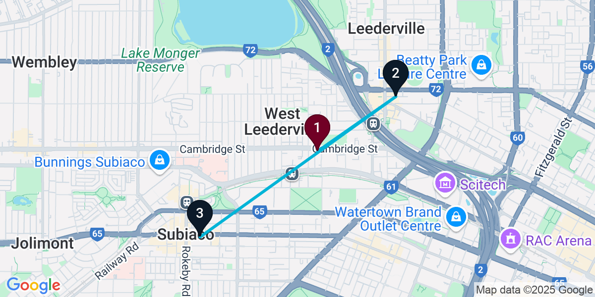 Map for 3-Stop West Leederville Wine bar Bar Crawl