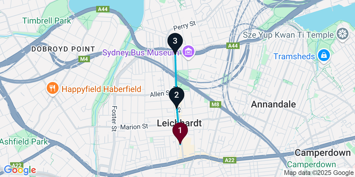 Map for 3-Stop Leichhardt Rooftop Bar Crawl
