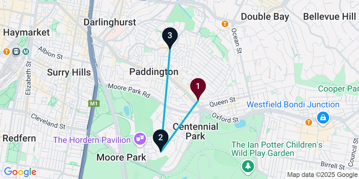 Map for 3-Stop Woollahra Cocktail Bar Crawl