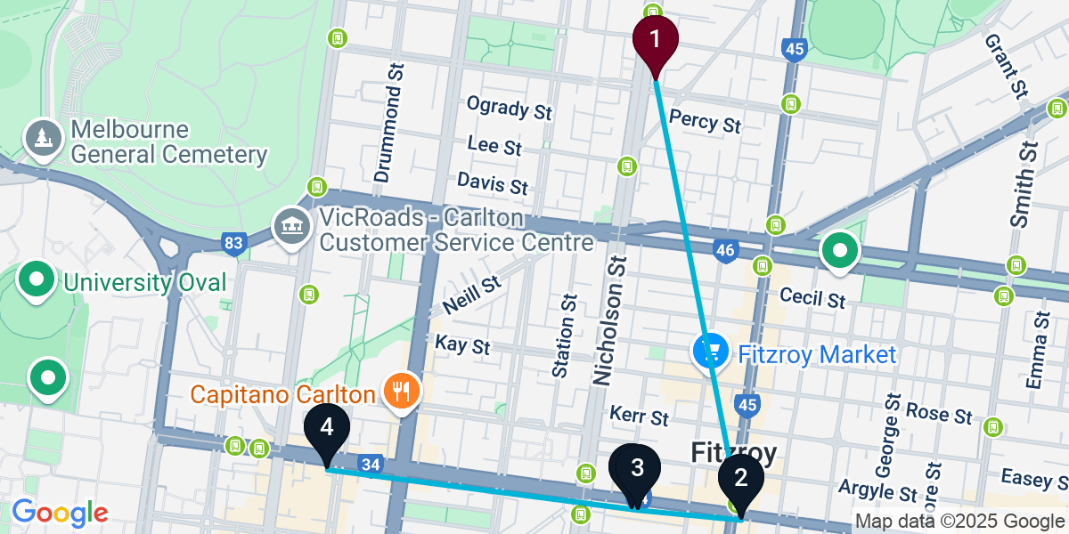 Map for Fitzroy Bar Crawl