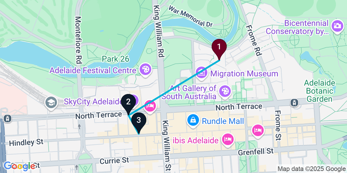 Map for Quick Adelaide Bar Crawl