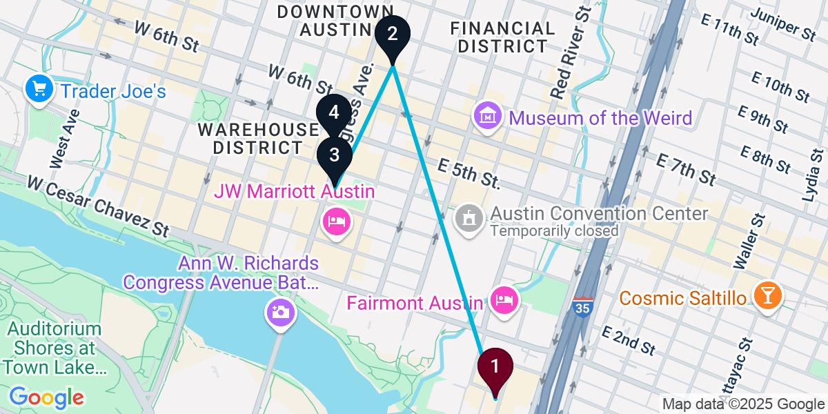 Map for 4-Stop Austin Wine bar Bar Crawl
