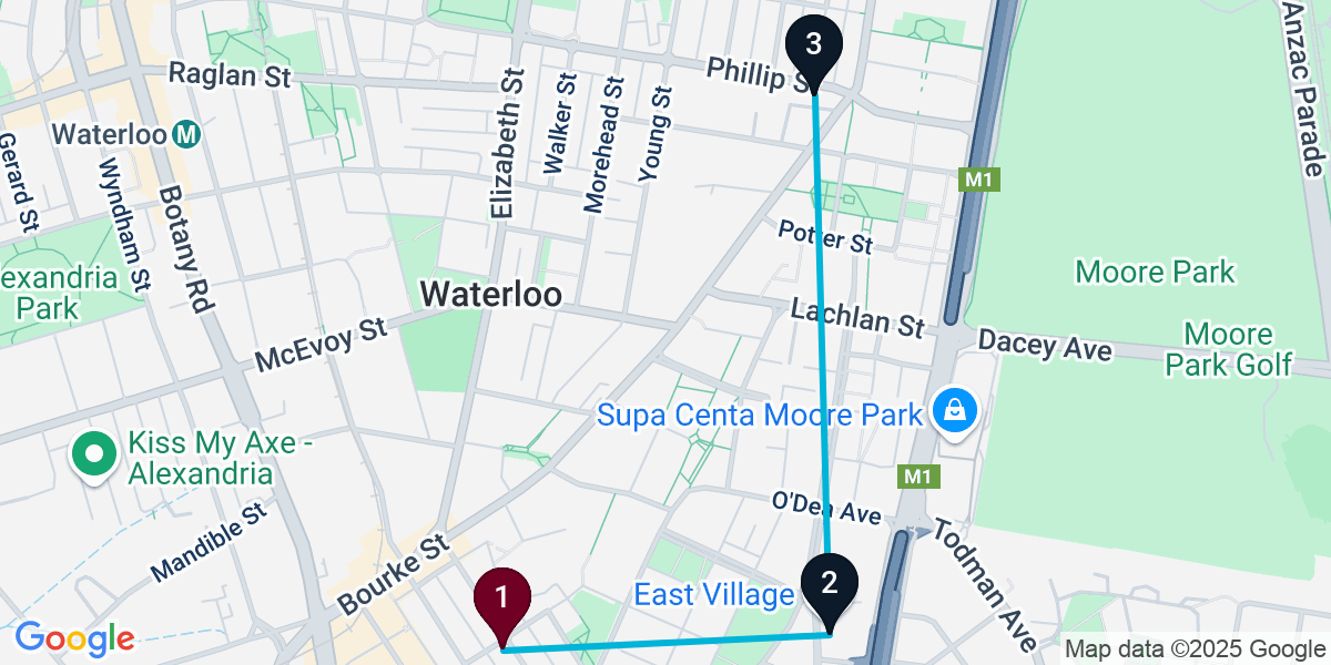 Map for 3-Stop Zetland Wine bar Bar Crawl