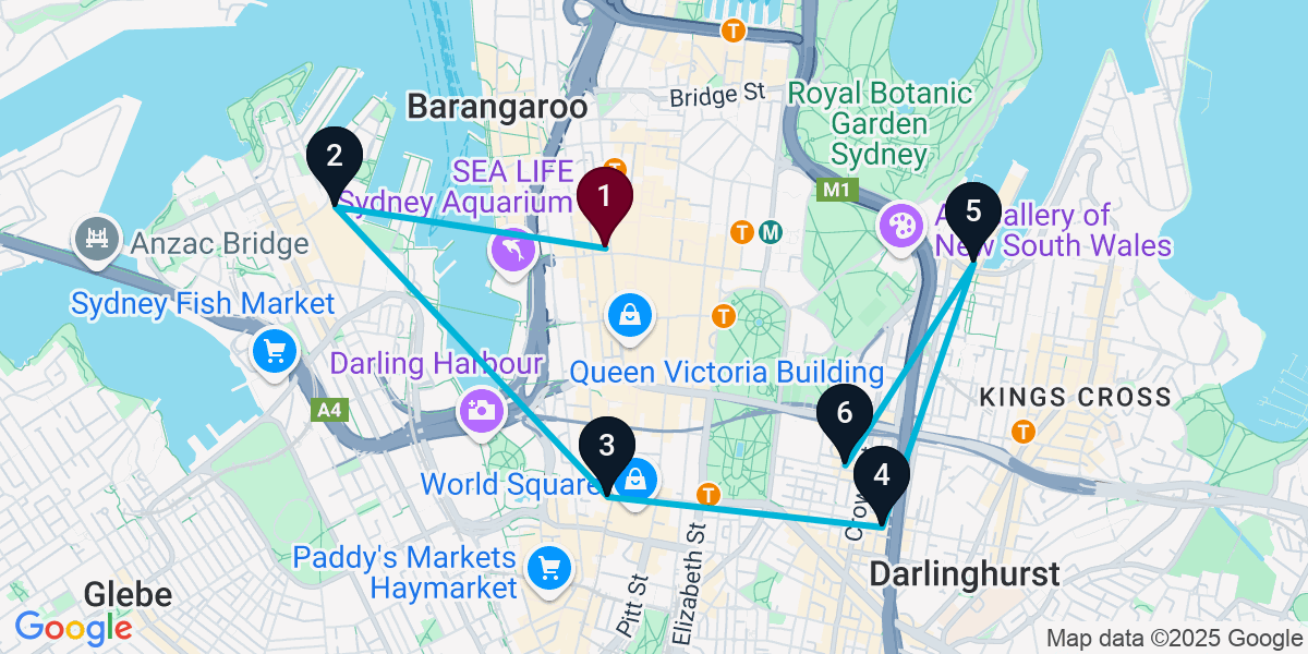 Map for 6-Stop Sydney Sports bar Bar Crawl
